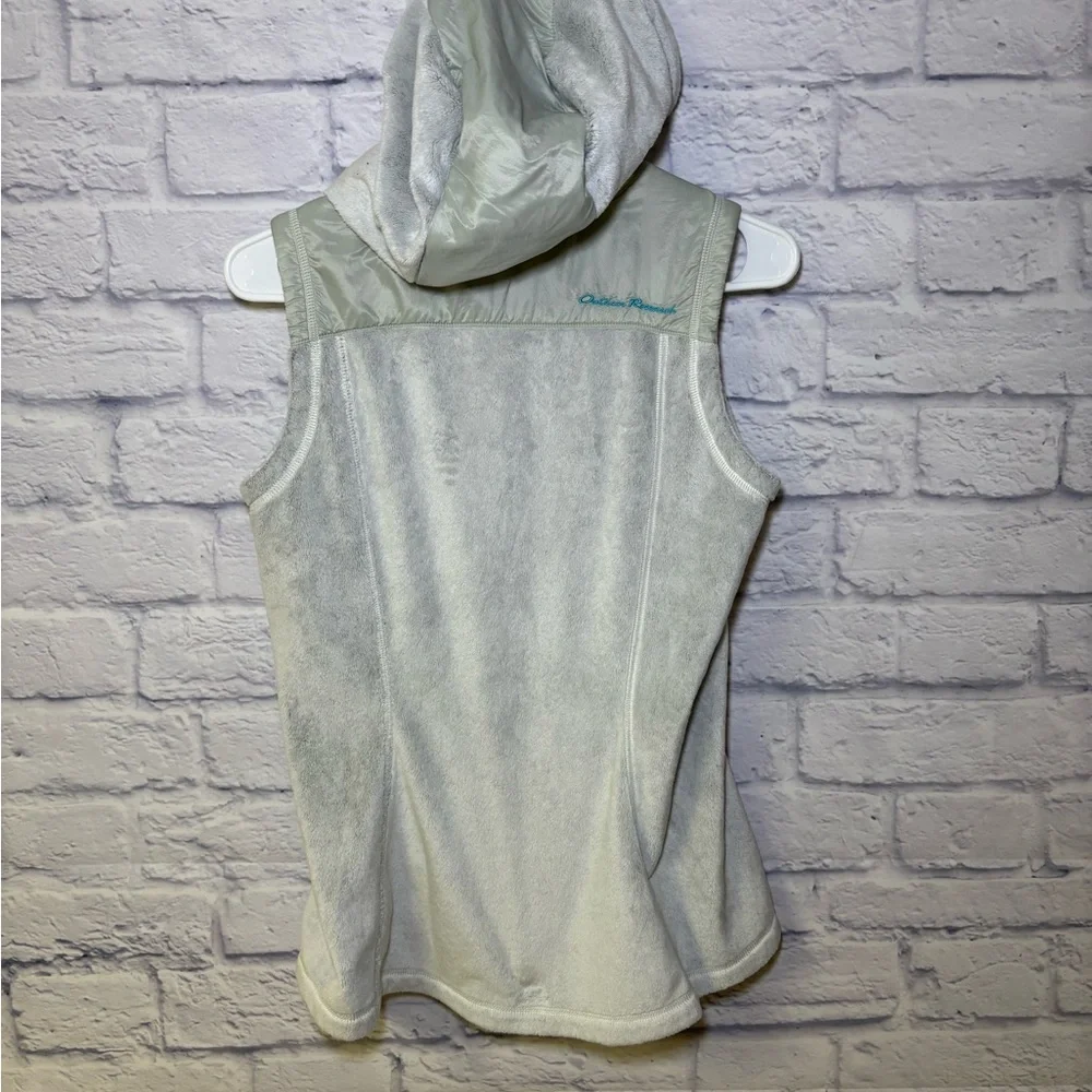 Outdoor Research Vest Womens Size SP Fleece Hooded Gray Blue Warm Winter